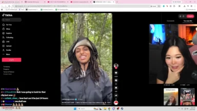 TikTok video with outdoor speaker and streamer reaction