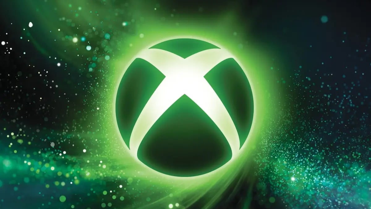 Glowing green Xbox logo on abstract background