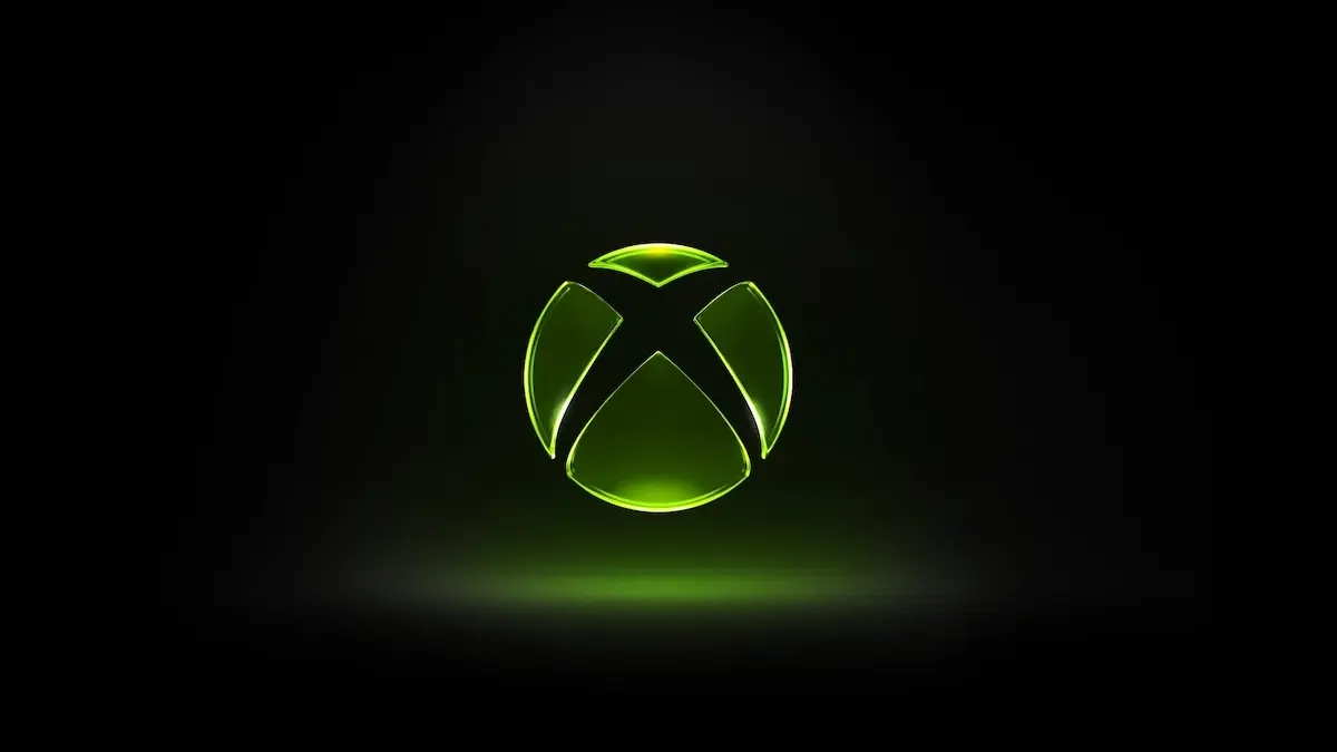 Glowing green Xbox logo on black background