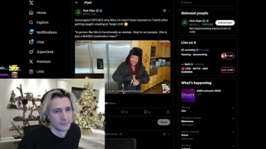 Streamer reacting to social media post on desktop screen