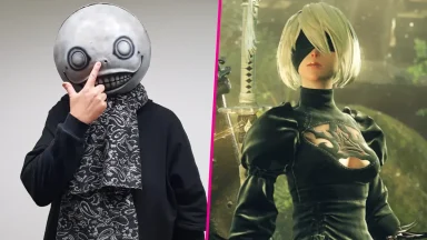 Character with mask and warrior in dark outfit