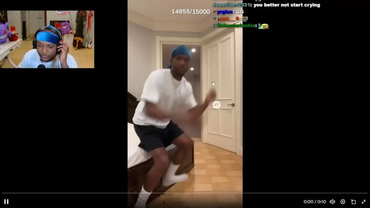 Streamer dancing energetically during live broadcast